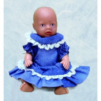 Lacy Blue Doll Dress Pattern: Vintage Style for Mini Baby Born