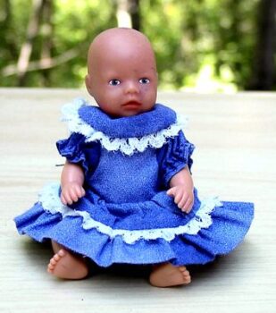 Lacy Blue Doll Dress Pattern: Vintage Style for Mini Baby Born