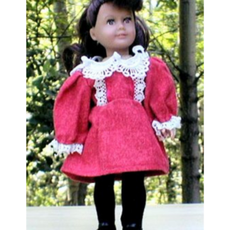 Vintage-Style Red Lace-Trimmed Party Gown for Mini American Girl Dolls