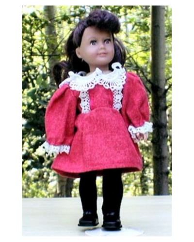 Vintage-Style Red Lace-Trimmed Party Gown for Mini American Girl Dolls