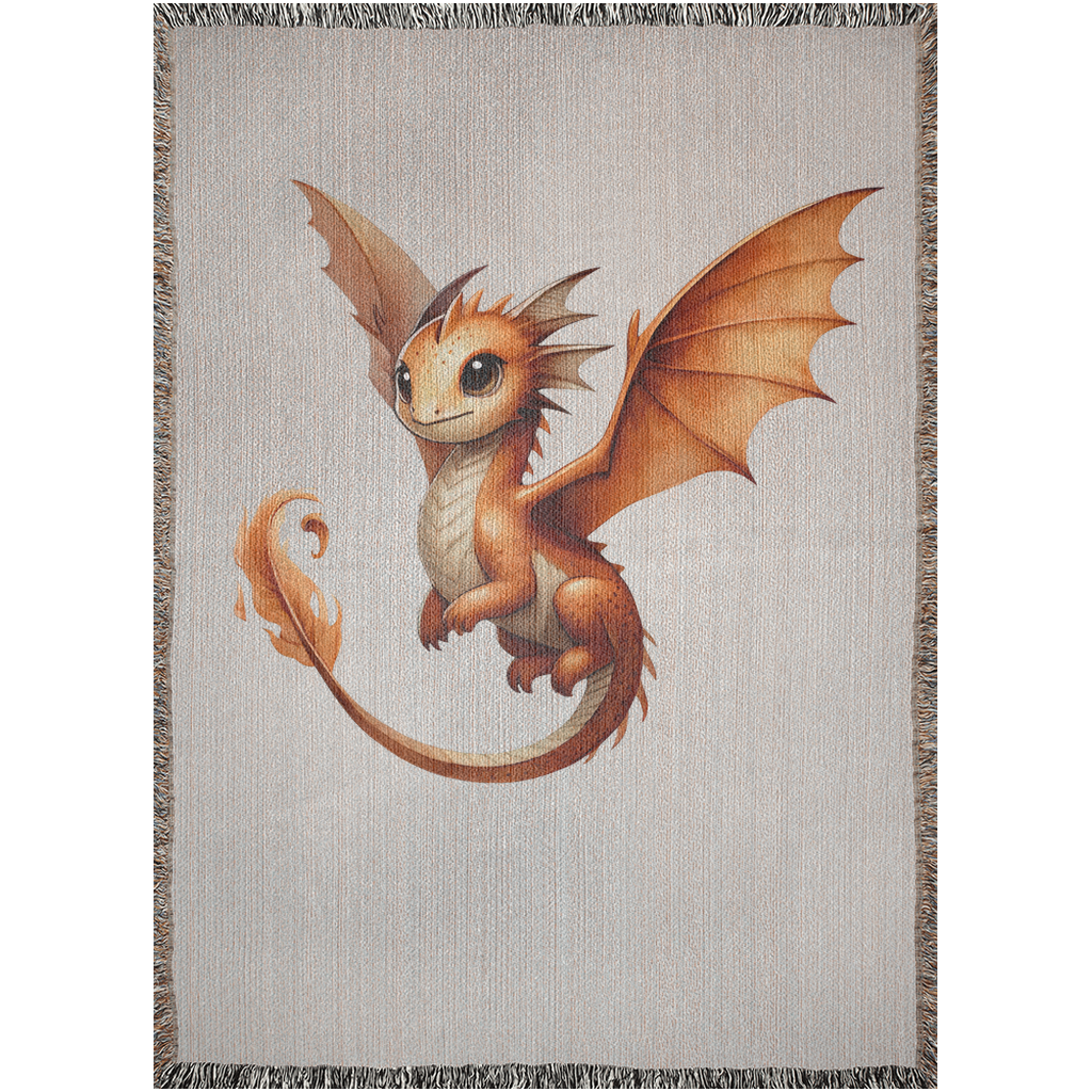 Cozy Baby Fire Dragon Woven Blanket | Soft Cotton Tapestry
