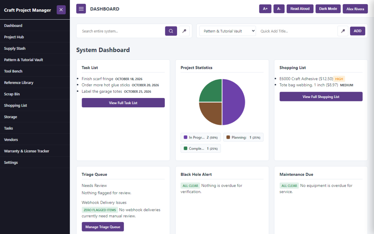 Craft Project Manager — Universal Multi-Craft Tracking 1 Craft project manager — universal multi-craft tracking