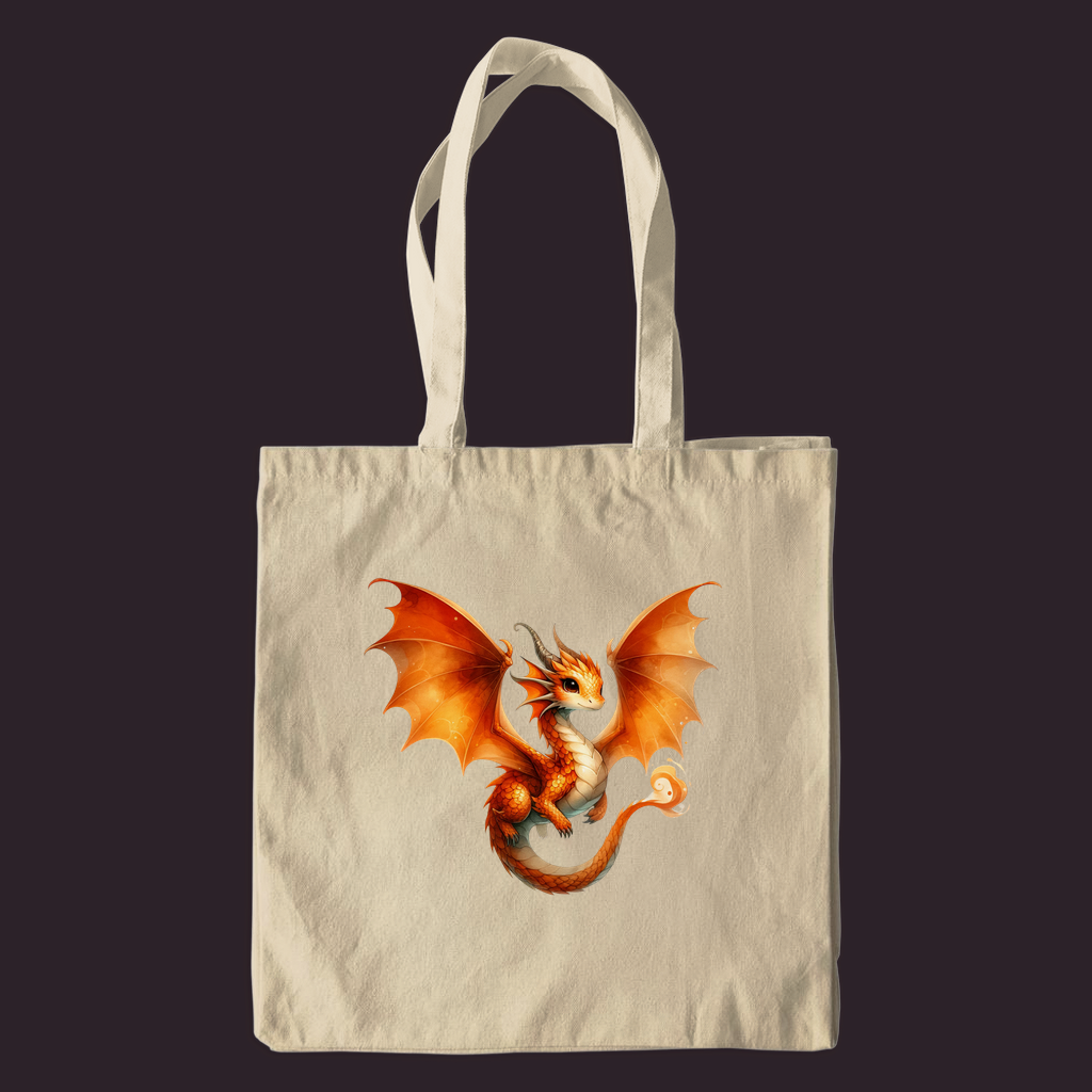 Orange Baby Fantasy Dragon - Canvas Tote Bag 1 Orange Baby Fantasy Dragon - Canvas Tote Bag