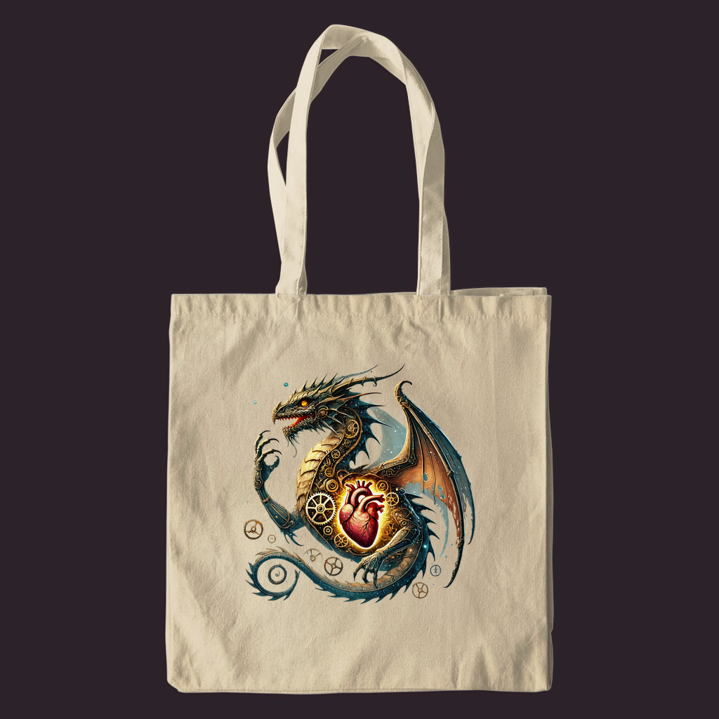 Steampunk Clockwork Mechanical Dragon Tote Bag - Canvas Fantasy Bag 1 Steampunk Clockwork Mechanical Dragon Tote Bag - Canvas Fantasy Bag
