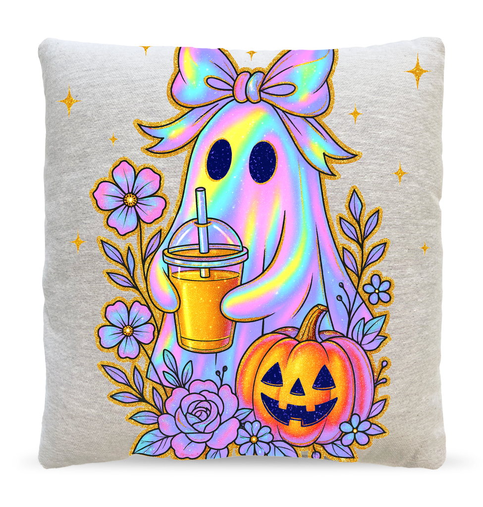 Iridencent ghost coffee flowers pillow
