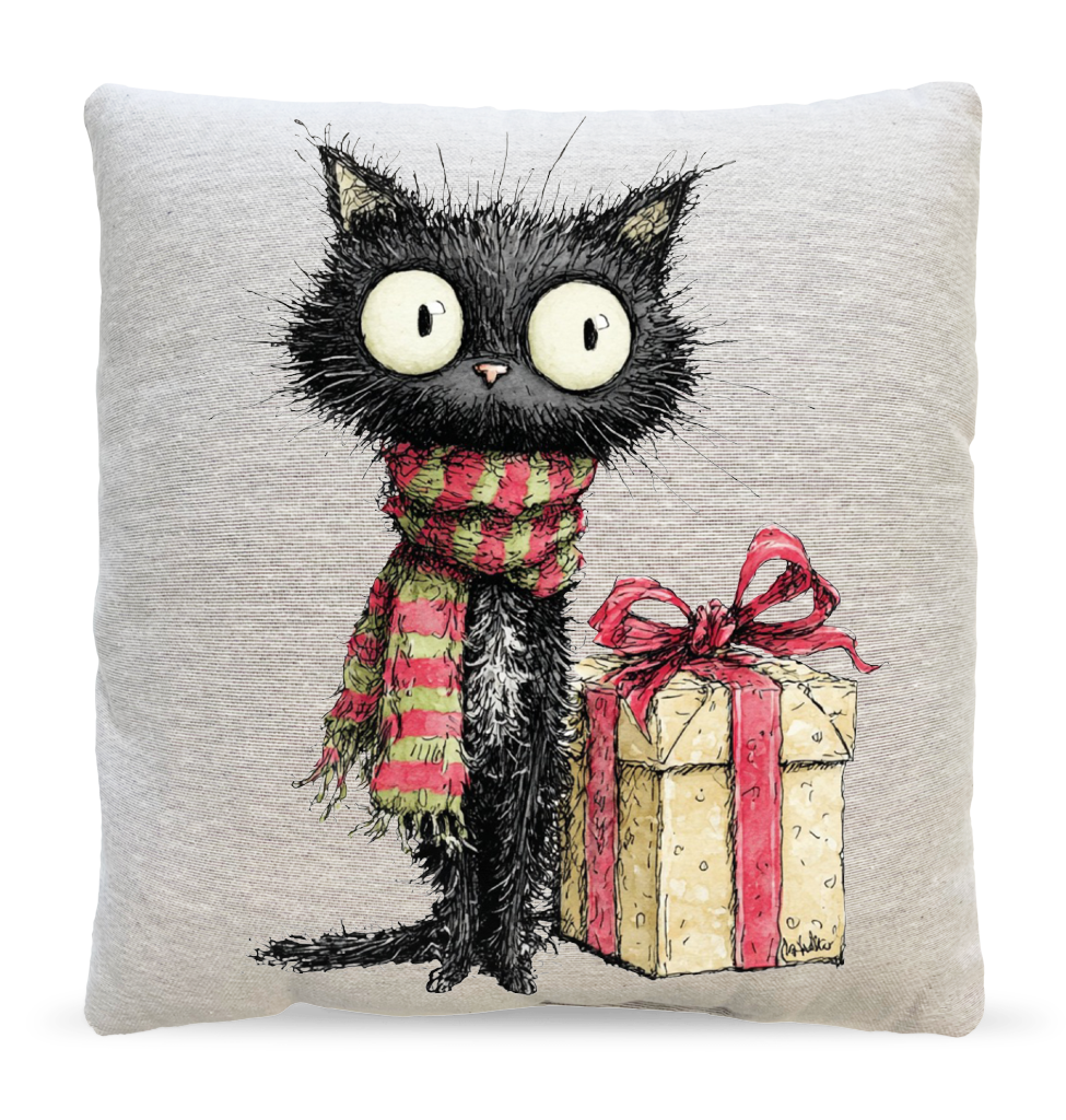 Cozy Winter Kitten Pillow 1 Cozy winter kitten pillow