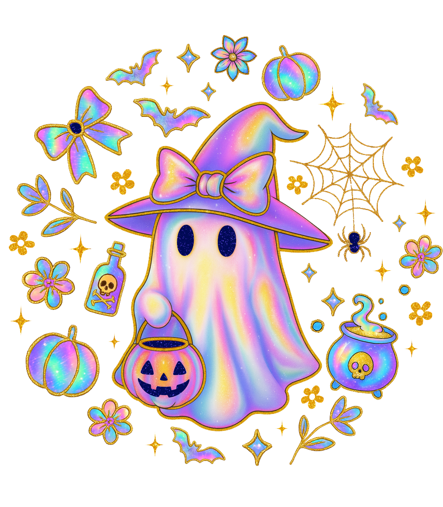 Iridescent witch ghost circle sweatshirt