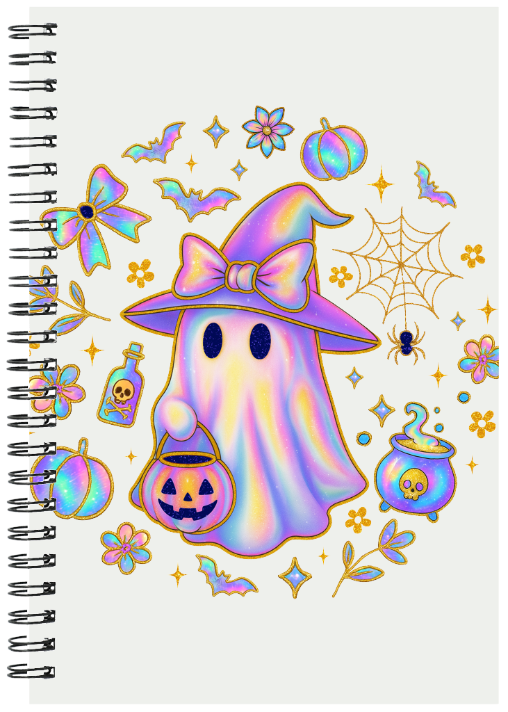 Iridescent witch ghost circle notebook