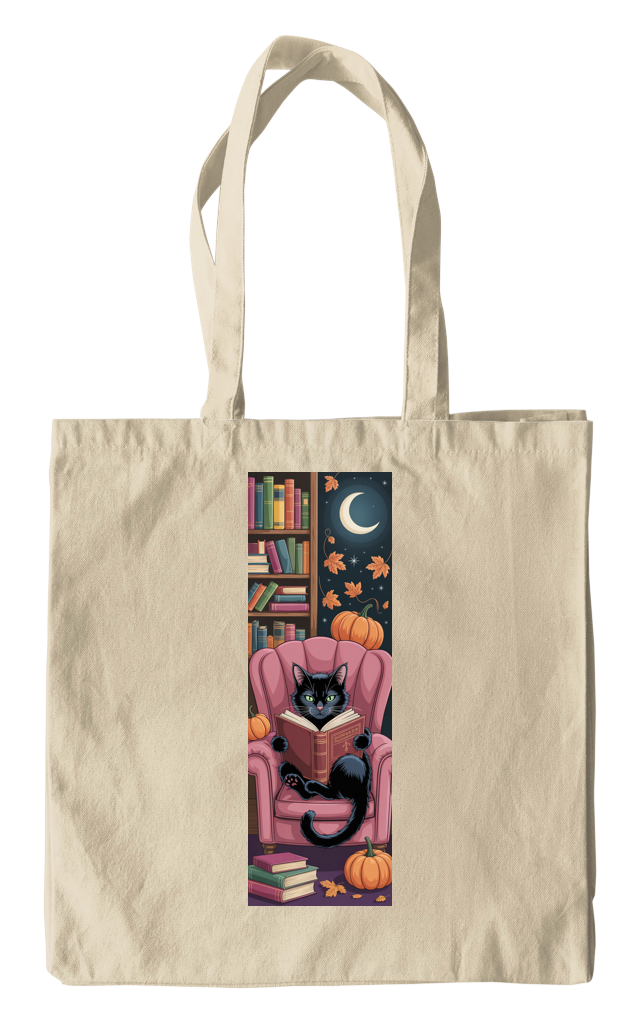 Cozy Autumn Reader Black Cat Tote 1 Cozy Autumn Reader Black Cat Tote