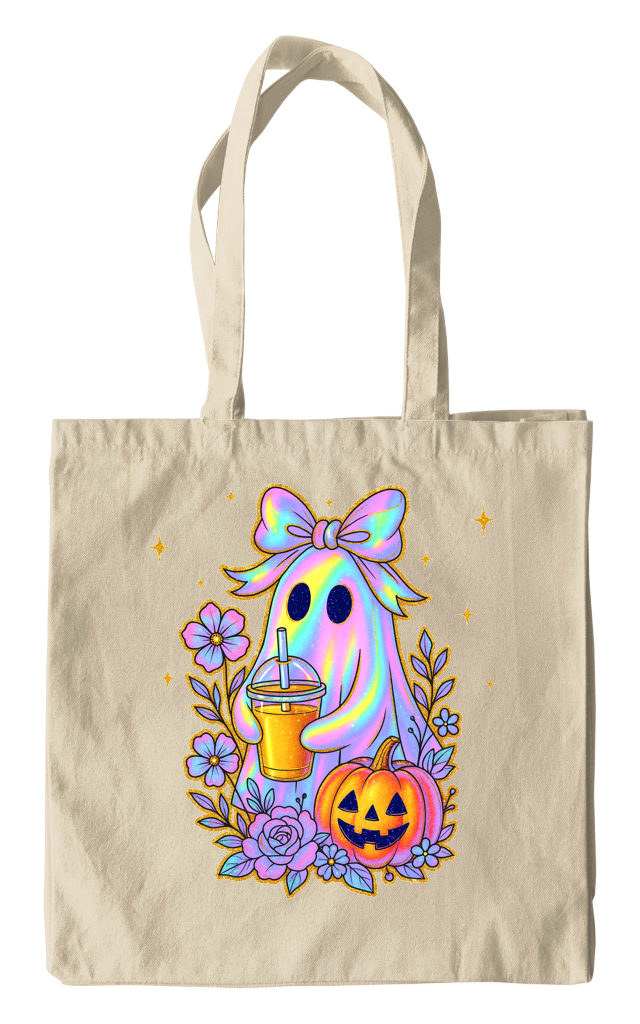 Iridencent ghost coffee flowers tote