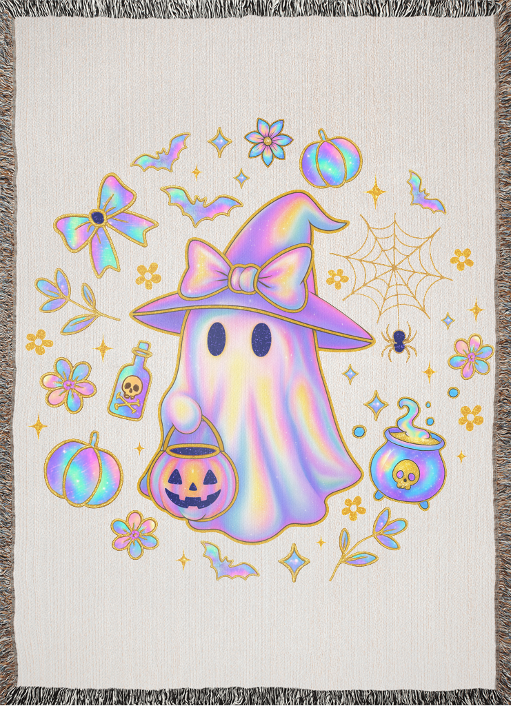 Iridescent Witch Ghost Circle Blanket