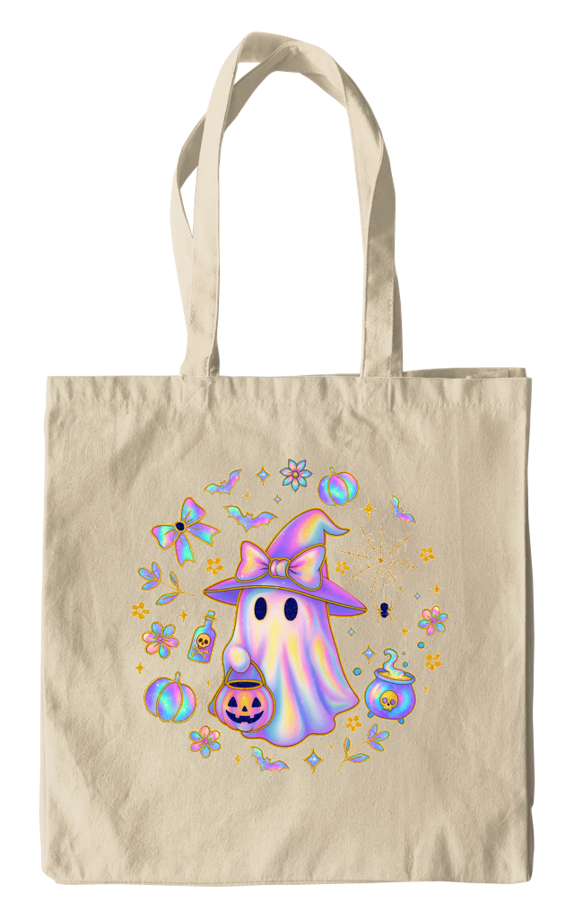 Iridescent Witch Ghost Circle Tote