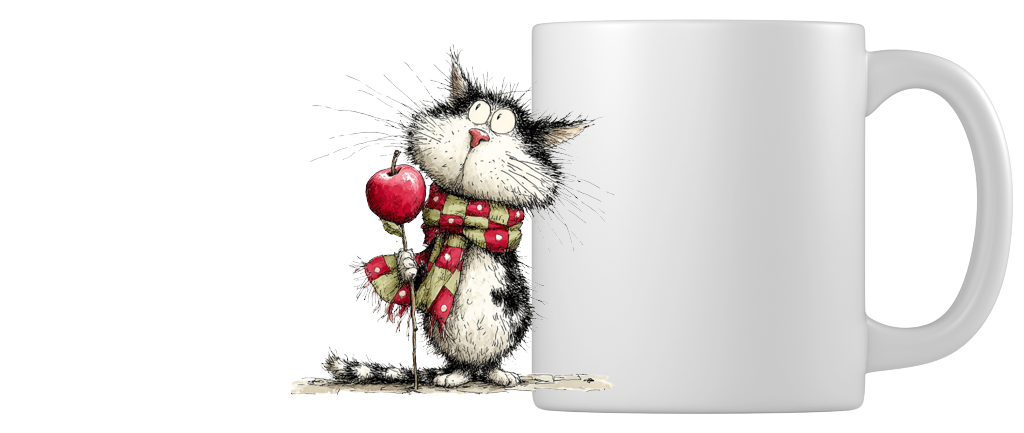 Cozy Cat with Apple Coffee Mug