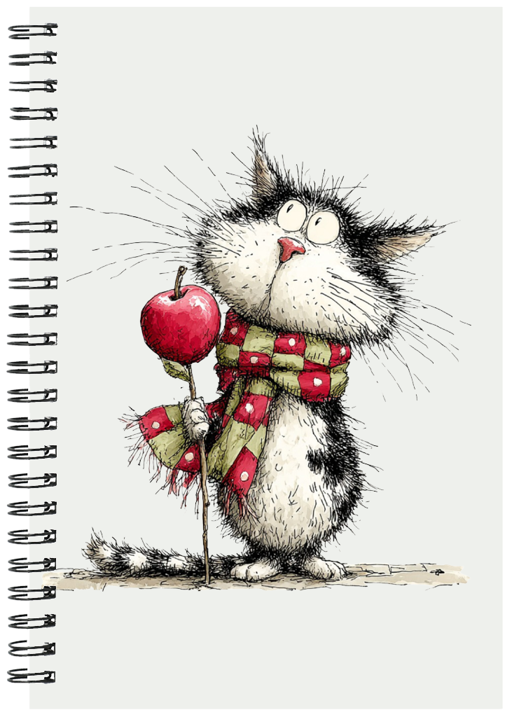 Cozy Cat With Apple Notebook 2 Cozy cat with apple notebook