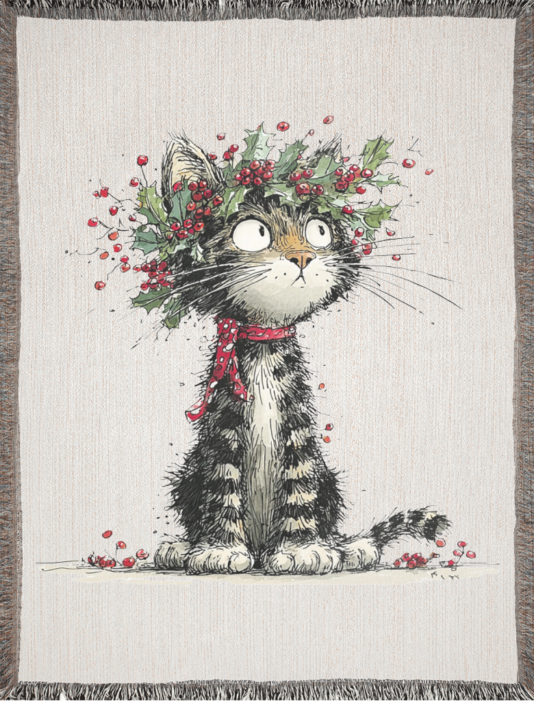 Holly Wreath Kitten Blanket 3 Holly wreath kitten blanket
