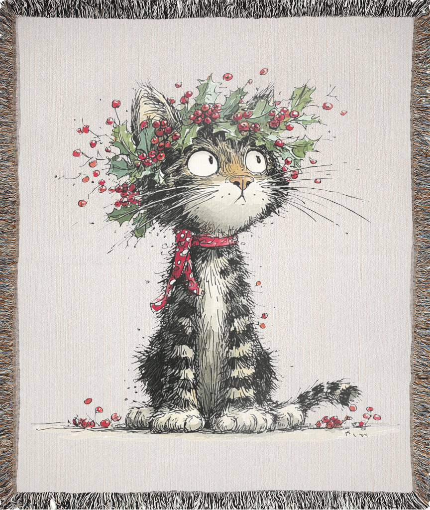 Holly Wreath Kitten Blanket 2 Holly wreath kitten blanket