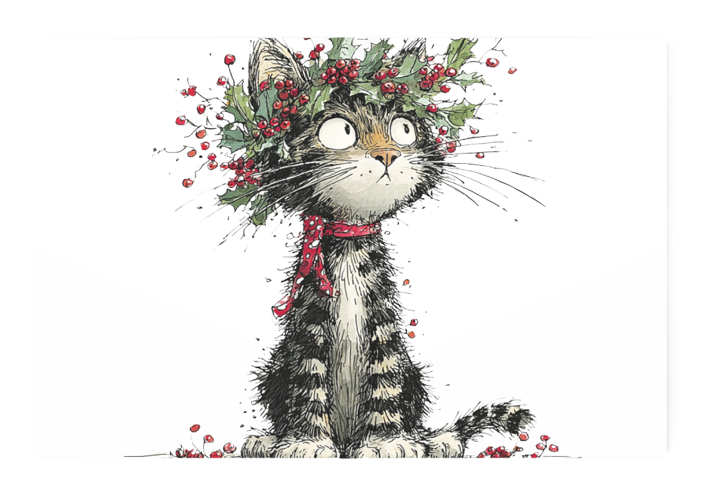 Holly Wreath Tabby Cat Journal