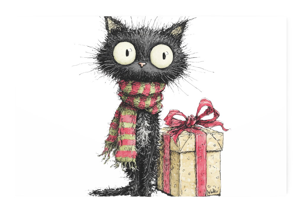 Wide Eyed Festive Cat Journal