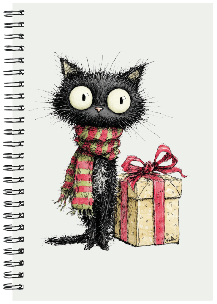 Winter Surprise Black Cat Notebook 2 Winter surprise black cat notebook