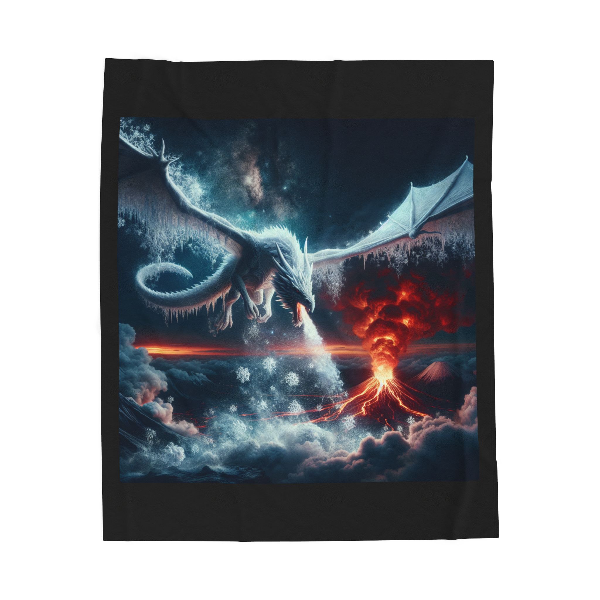 Fire & Ice Dragon Blanket: Epic Fantasy Velveteen Throw