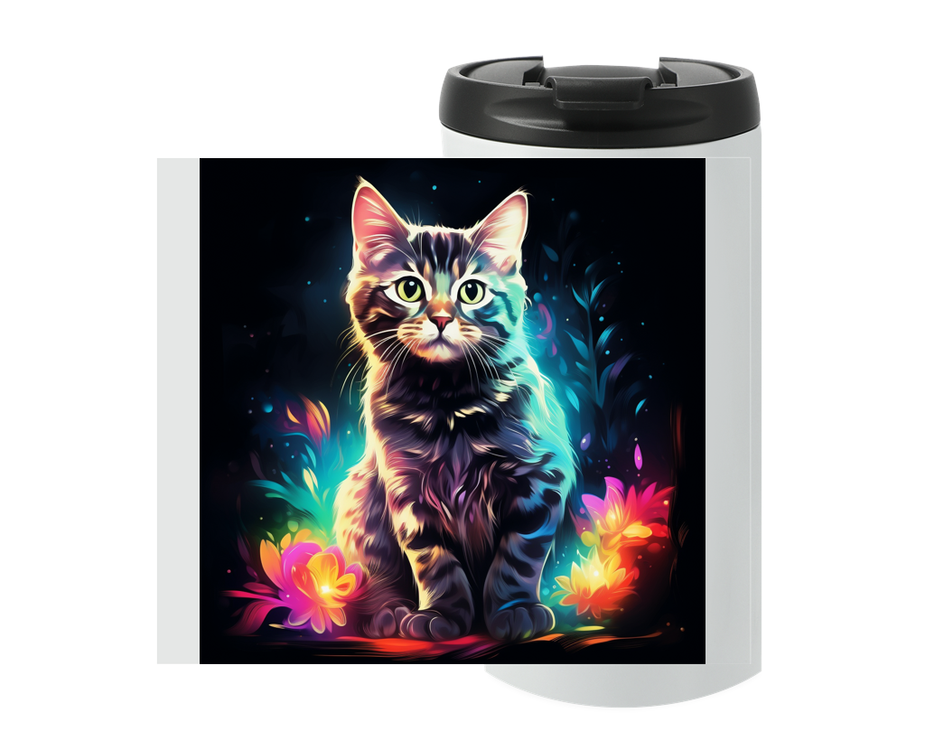 Neon Flora Cat Travel Mug