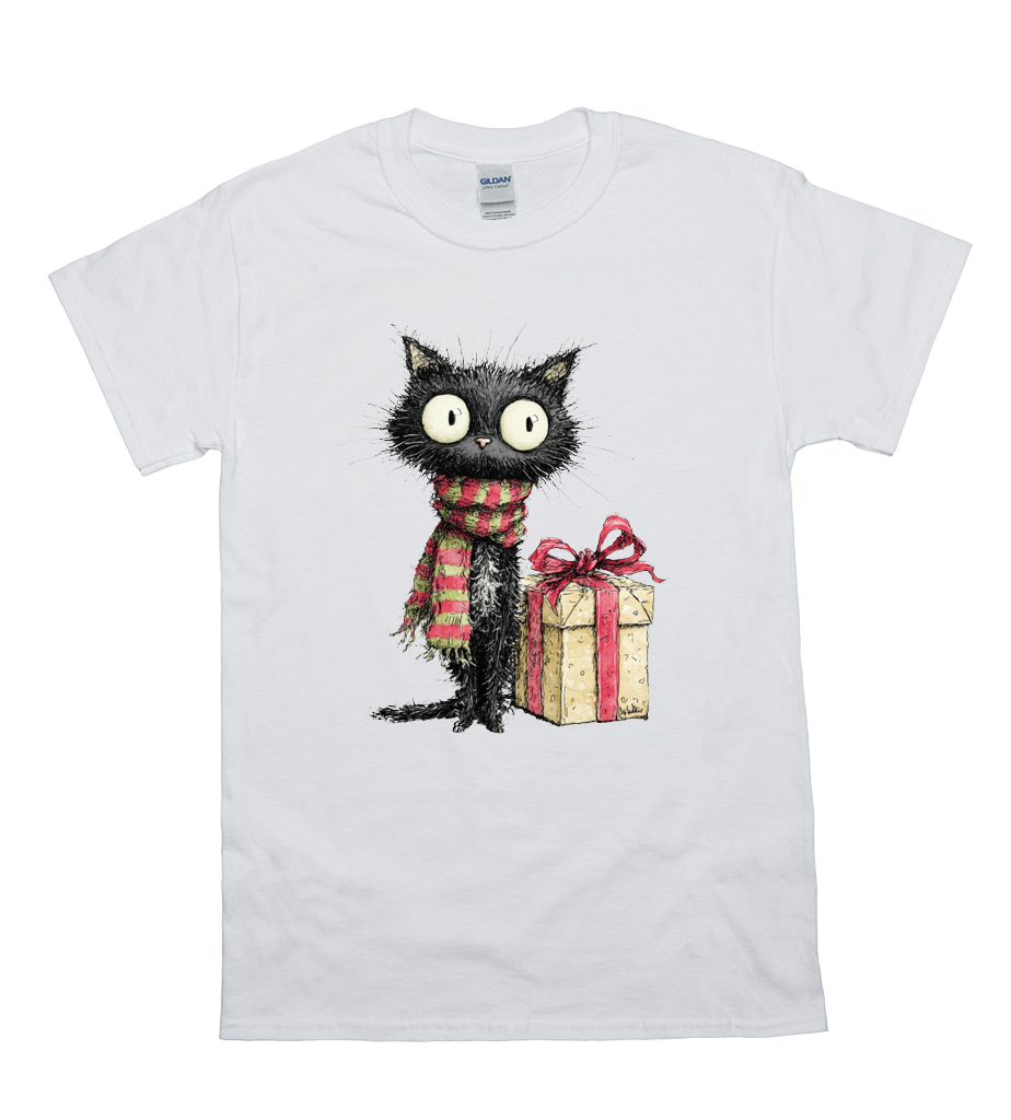 Wide Eyed Festive Cat T-Shirt