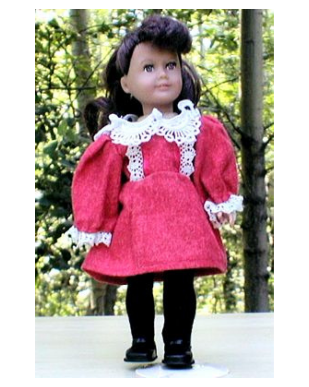 Vintage-Style Red Lace-Trimmed Party Gown for Mini American Girl Dolls