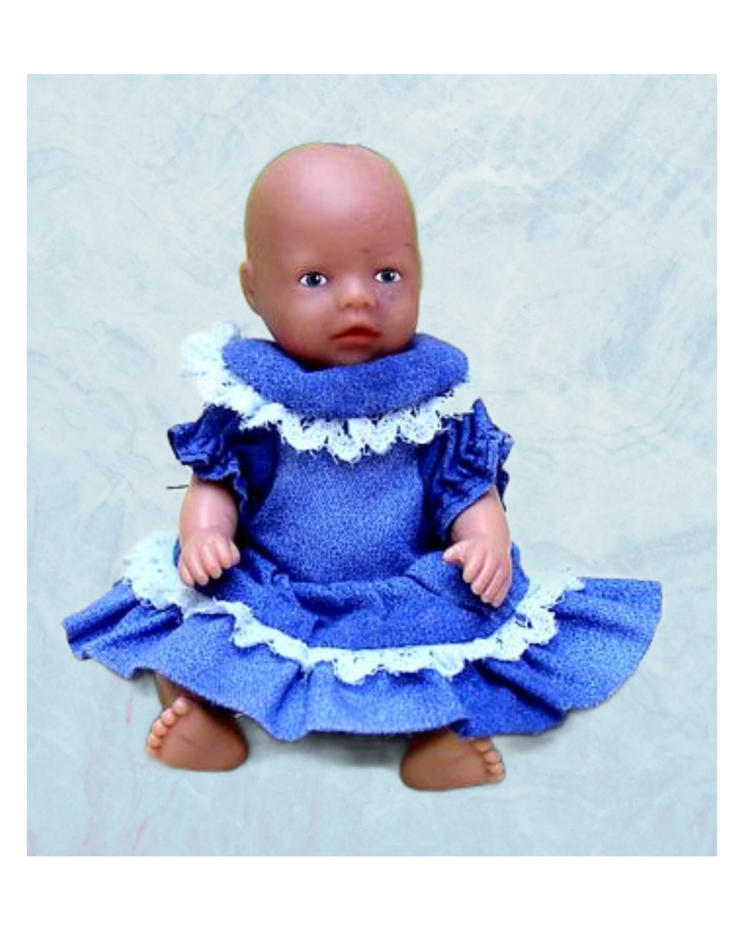 Lacy Blue Doll Dress Pattern: Vintage Style for Mini Baby Born